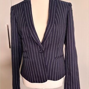 Tahari Blue and White Pinstripe Blazer